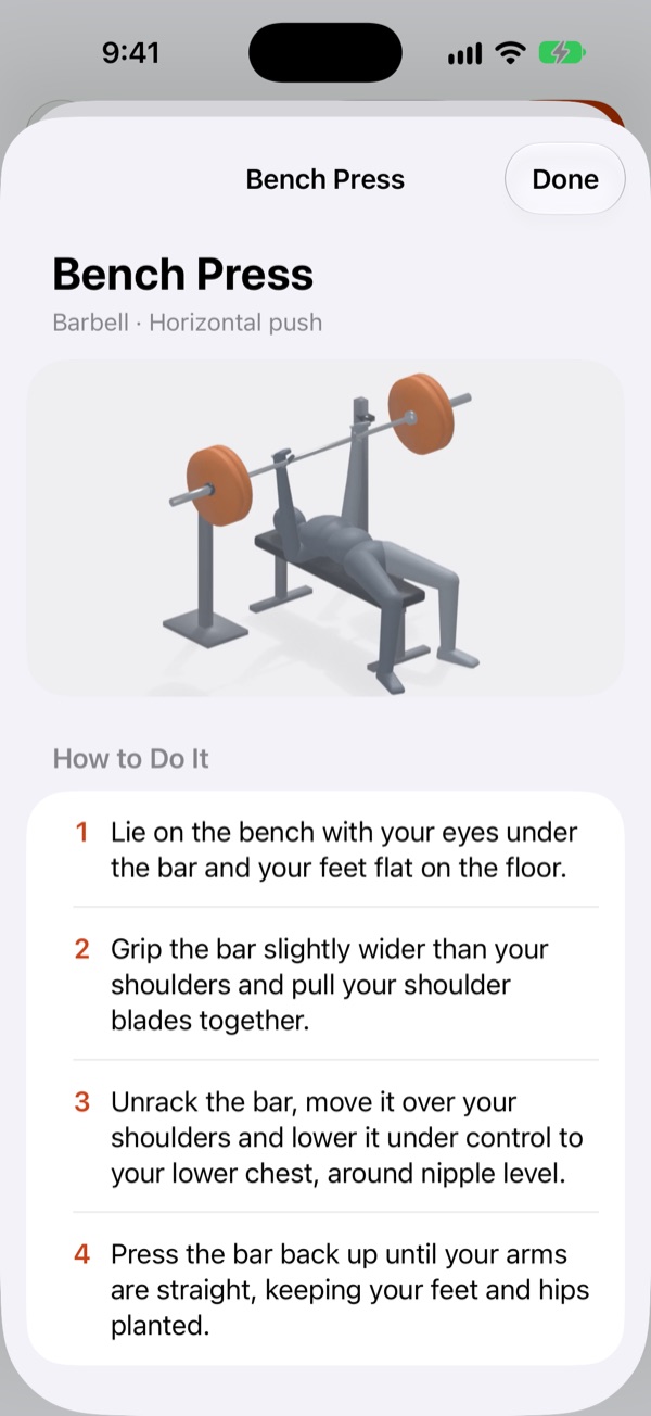 Bench press demonstration with step-by-step instructions